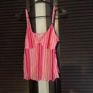 Pink strip sheer tank top size L